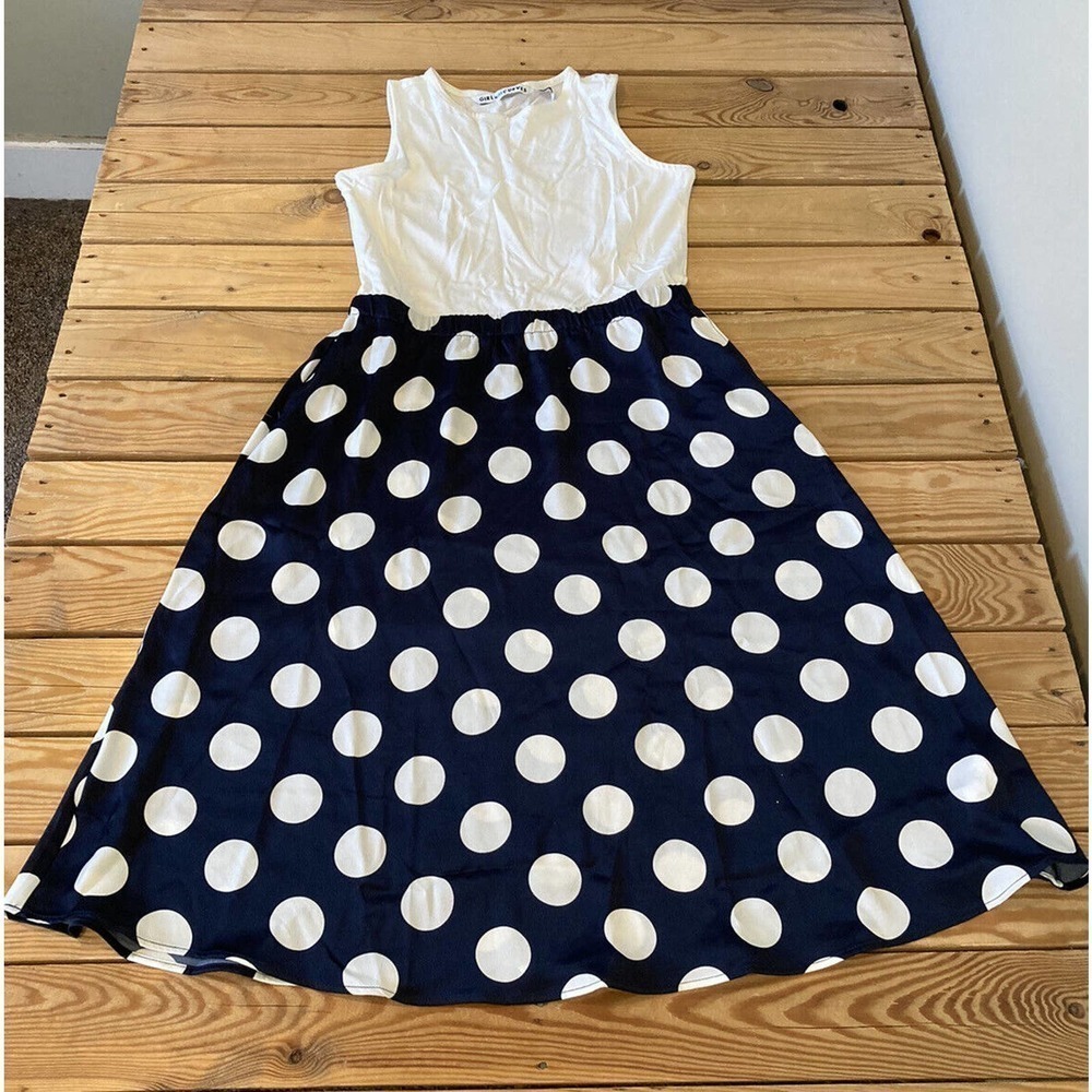 NEW Girl With Curves Twofer Midi Dress Petite Size Small PS White Navy Dot
